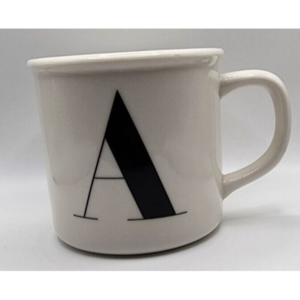 Pottery Barn White Monogram Initial Letter A Coffee Tea Cup Ceramic Mug Retired